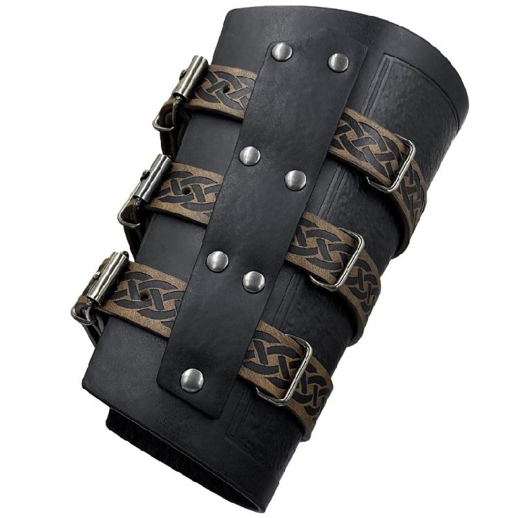 2lots Gothicism Leather Wristband Medieval Armors Bracers Unisex Wrist Bracers for Cosplayers and History