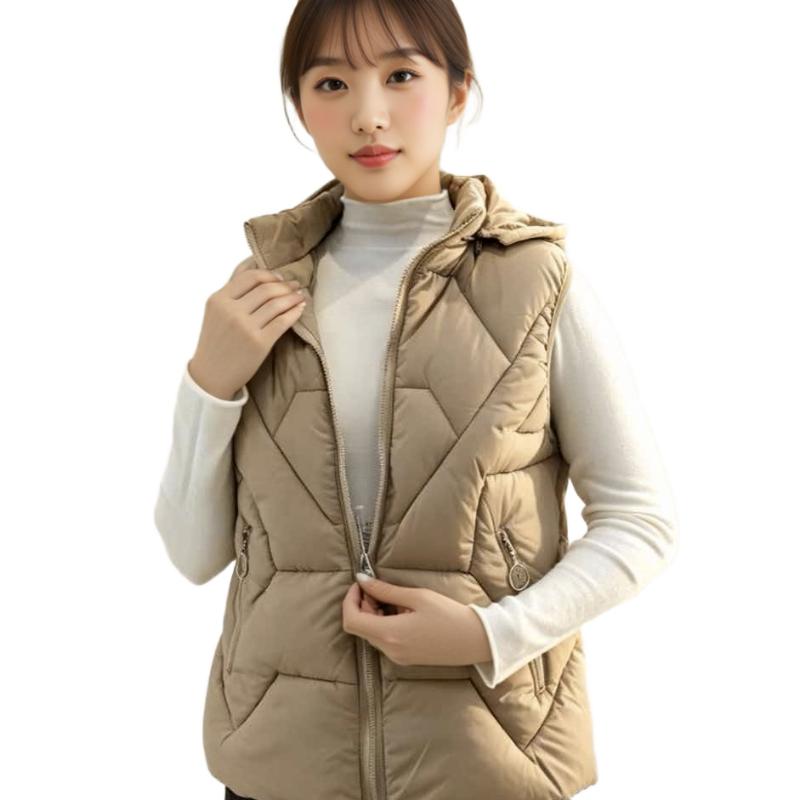 Herfst en winter dames effen kleur glanzende mode capuchon winddicht verdikte warme damesvestjas 5 kleuren