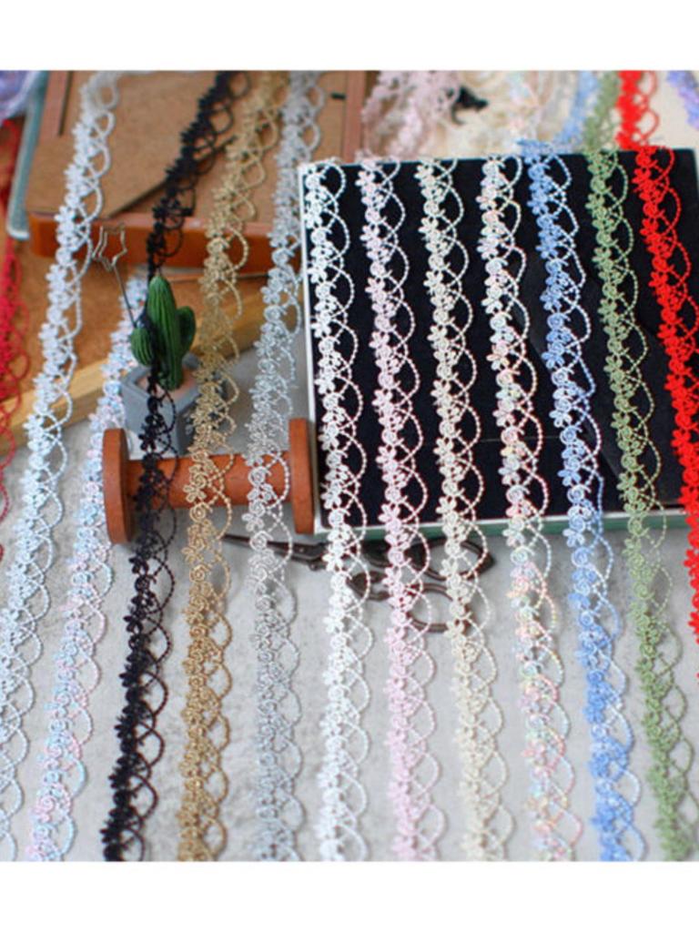 Colorful 2cm Floral Polyester Lace Trim for DIY Clothing Accessories