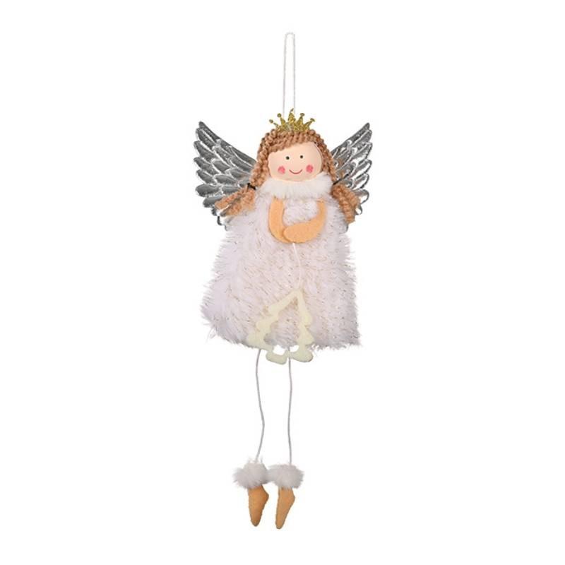 

Christmas Angel Decor Silver Wings Fabric Ornament For Festive Tree Scene білий