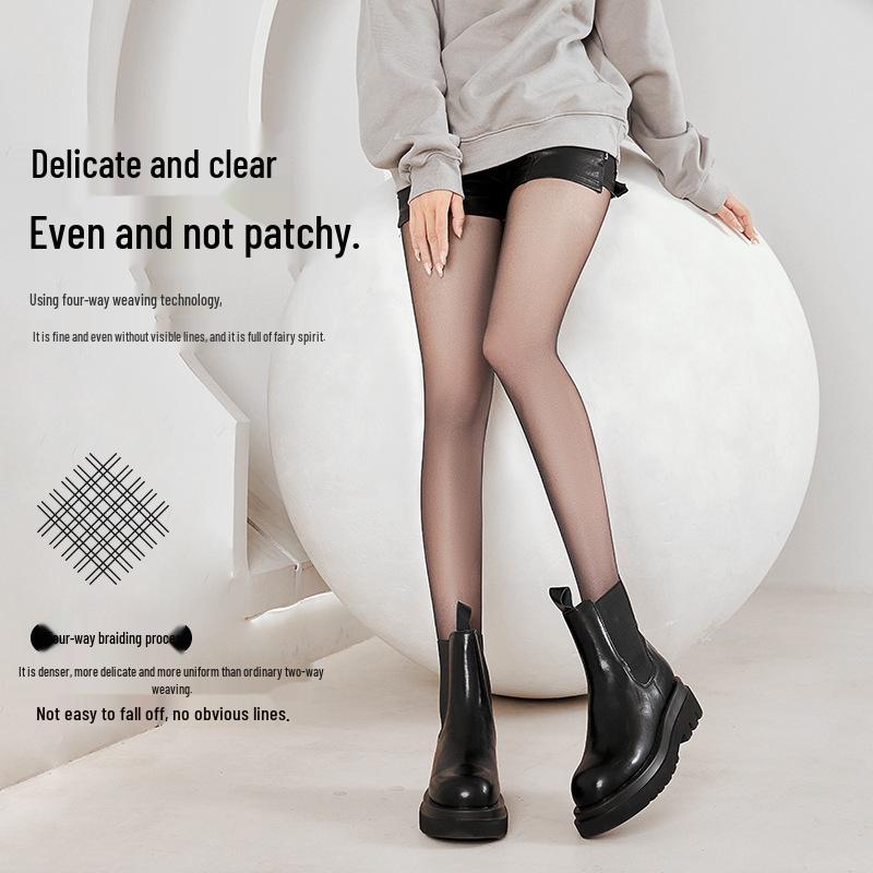 Women's Ultra-Thin Invisible Black Silk Anti-Snag Pantyhose - High-Transparency, Zero-Feel, Non-Rolling, 0D Bare Leg Style.