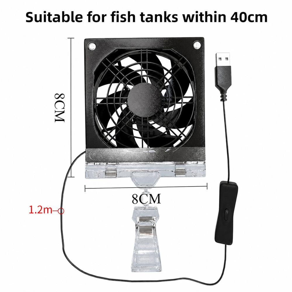 1Pcs Adjustable Angle Aquarium Chiller Fan Fish Tank Fan for Fish Tank Fishbowl Aquatic Pet Cooling