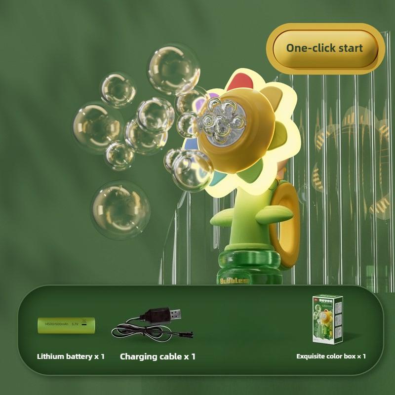 Electric Sunflower Bubble Machine Automatic Colorful Bubble Blower for Kids Party Toy Wholesale