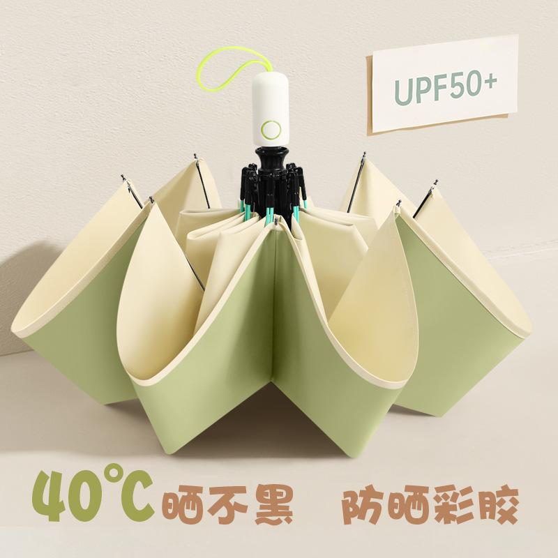 Creative collection, automatic umbrella, color glue parasol, three-fold sun umbrella, parasol can be brushed and thickened