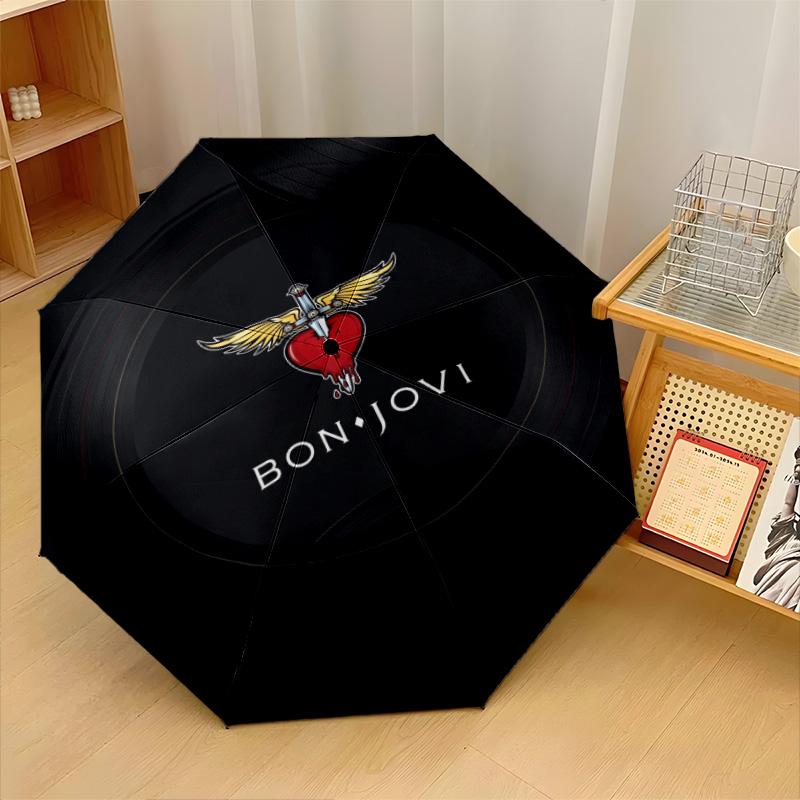 Bon Jovi Druck 8?Rippen Automatischer Regenschirm Winddicht Leicht Faltbarer Regenschirm Für Reisen im Freien