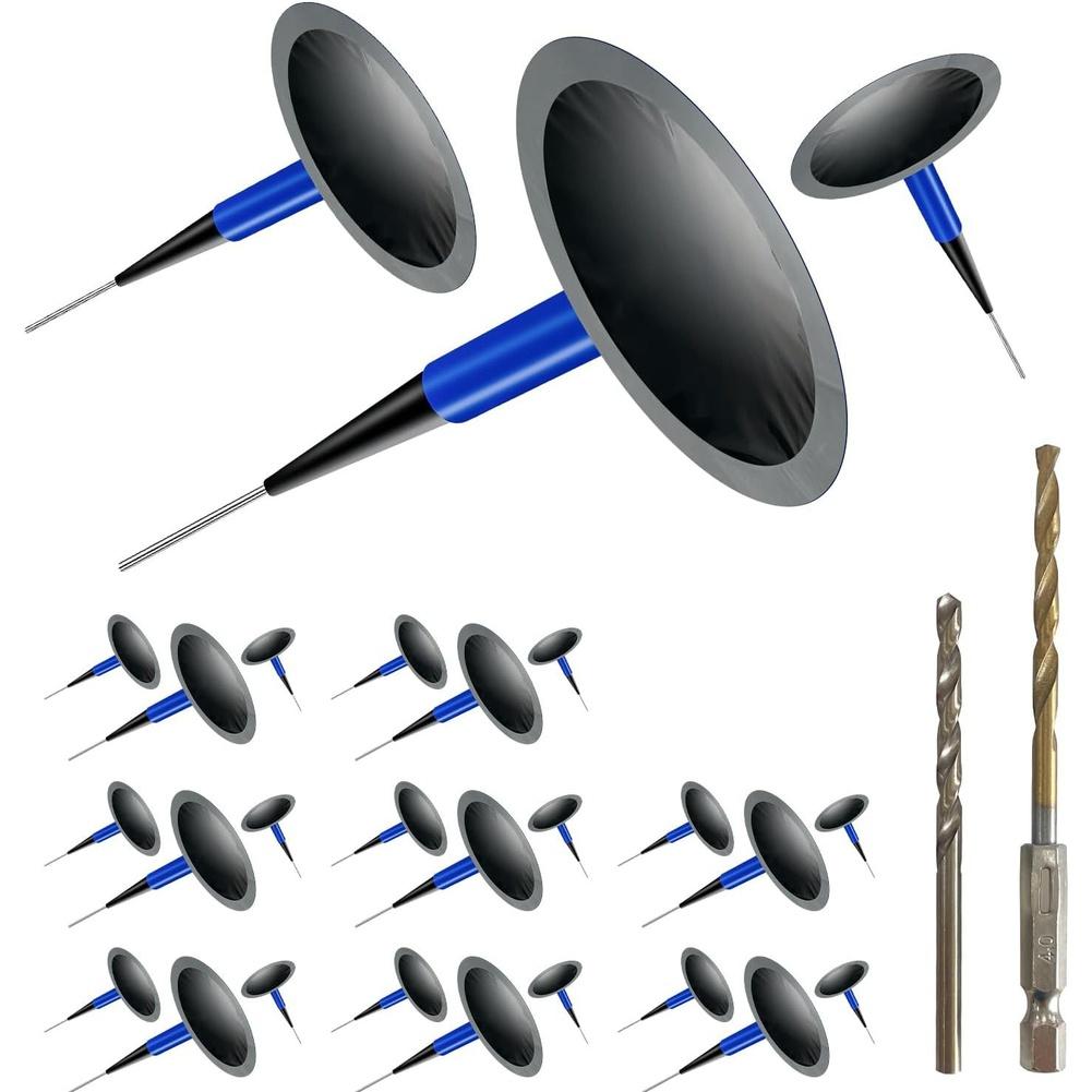 24pcs Tire Repair Patch Kit Rubber Mushroom Head Stoppers Puncture Fixing Natural Rubber Insert Tool Set For Car Motorbike Cycle