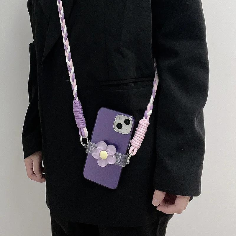 1pcs Flower Back Clip - Neck Strap, Universal Phone Case Hanging Rope, Diagonal Cross Phone Chain, Jewelry Accessory