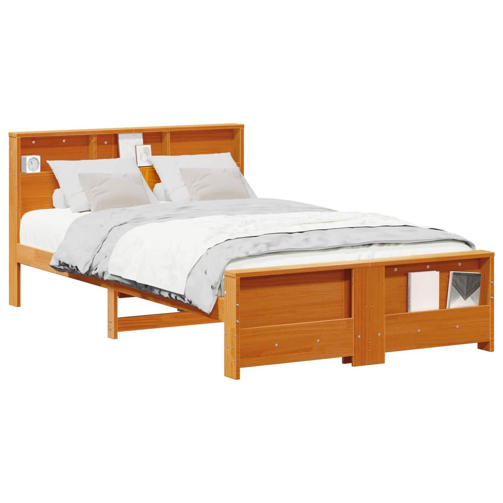 Bed Frame with Headboard Wax Brown 120 x 190 cm Wood Based Material