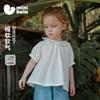 Mini Balabala Children's Short Sleeved T-shirt, Girls' Sweet Doll Collar Top, Lightweight and Breathable Shirt for Summer 2026
