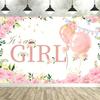 Oh Baby! Boy & Girl Baby Shower Backdrop – Blue Pink Elephant Bear Theme, Banner Decorations & Supplies Props-Tapestry