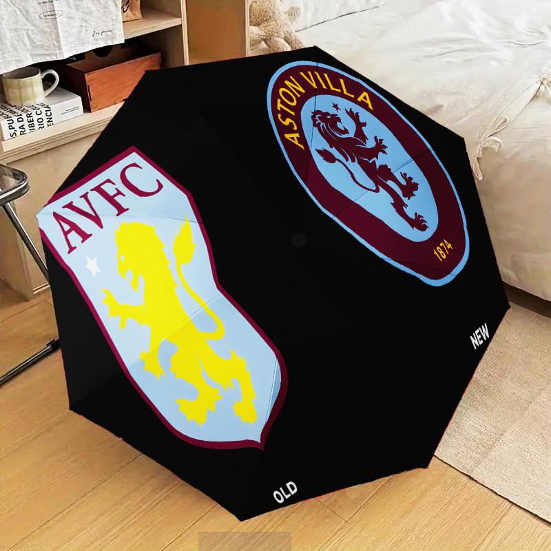 Aston Villa Fc Crest Automatic Folding Umbrella - 8-Rib Travel Umbrella with Auto Open/Close & Portable Gifts for holidays or birthdays