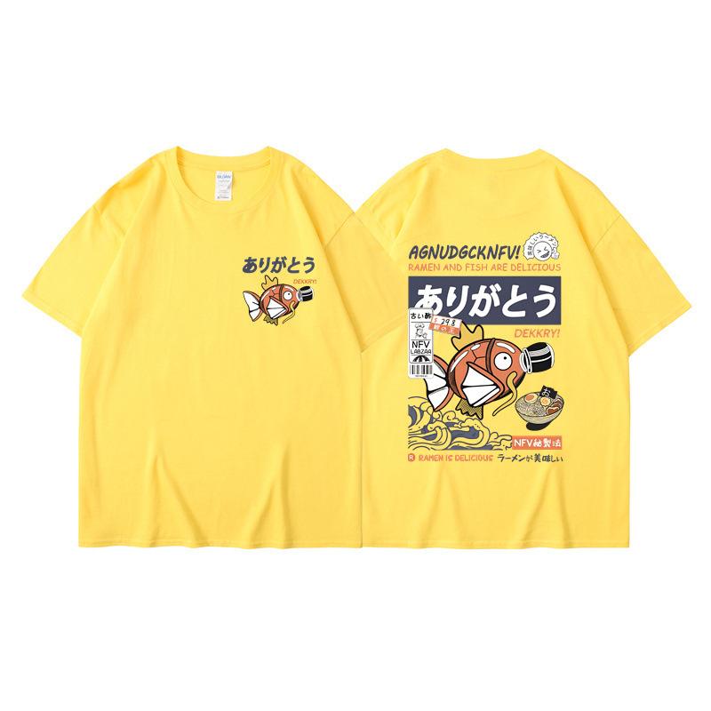 Eltern-Kind-Kleidung Sommer Ins Harajuku Japanischer Karpfen Kurzarm-T-Shirt Herren Trendmarke Street Locker Paarkleidung