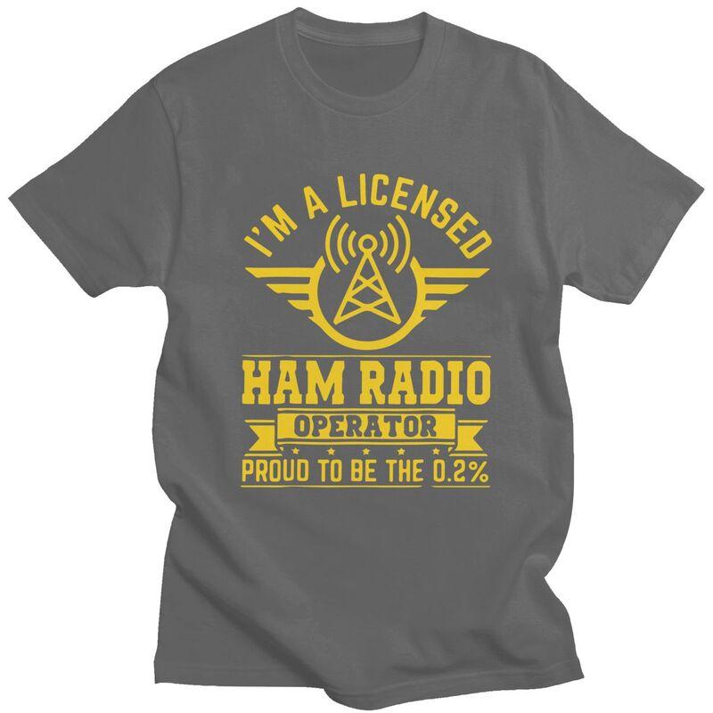 Custom Klassiek Gelicentieerde Ham Radio Operator T-shirts Heren Korte Mouw T-shirt Casual Tee Tops Puur Katoen Slim Fit T-shirt Merchandise