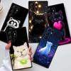 Anime Cartoon Cat Illustration For Samsung Galaxy S26 S25 S24 S23 S22 S21 S20 Ultra Plus FE 5G Black Soft TPU Phone Case