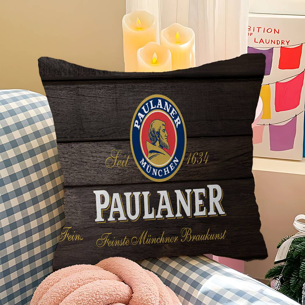 German Beer Paulaners Personalized Pillow Cover Kids Bedroom Wild Party Decor Pillowcase Kid Birthday Shower Gift