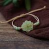 RUI RUI YU Pfirsich-Blumen-Jade-Armbänder für Frauen und Mädchen, chinesische Mode, alte rote Achat-Perlen, Charm-Armband, gewebtes Handseil, Schmuck, Geschenk