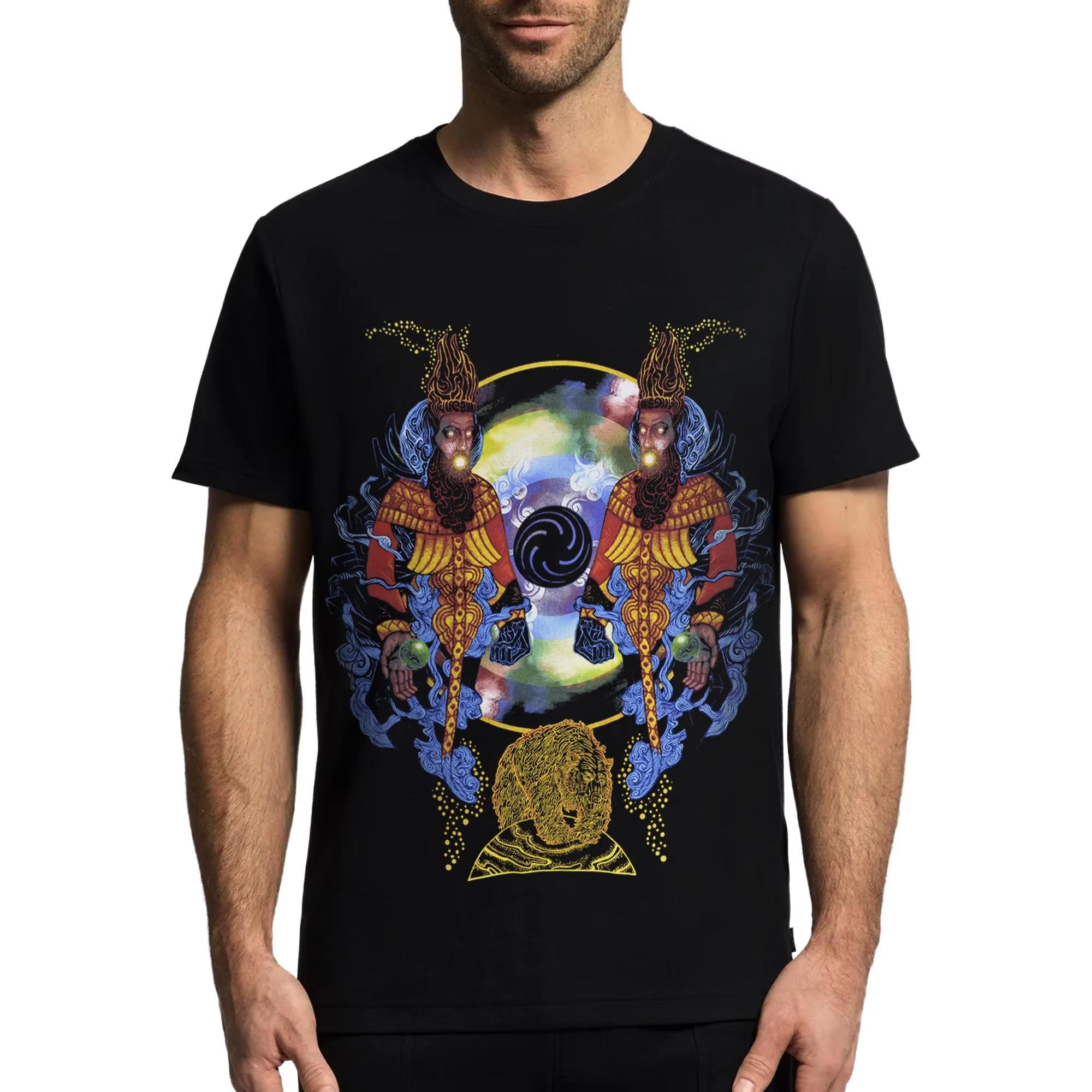 

2025 New Crack The Skye Printed Pure Cotton T-shirt, Fashionable Men s and Women s casual T-shirt Autumn and winter innerwear 4XL