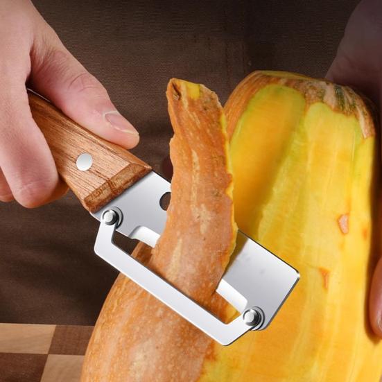 Multi-Peeler with Stainless Steel Blade & Wood Handle Bottle Opener Efficient Vegetable Fruit Peeler for Potatoes Carrots Quick Peeling Kitchen Tool