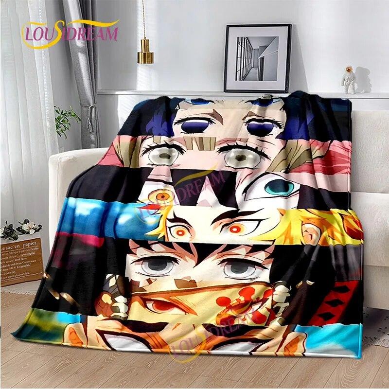 Japanese Cartoon Series Blanket Living Room Bed Sofa Travel 3D Demon Slayer Blanket Cartoon Home Office Hiking Gift
