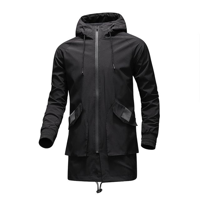 

Мужские повседневные куртки, верхняя одежда, ветровка, пальто с капюшоном средней длины, мужская красивая одежда M-8xl M чёрный