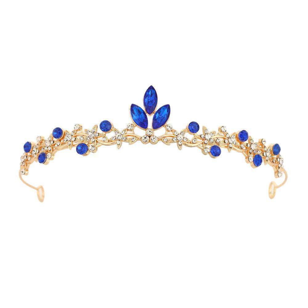 Children's Princess Crystal Crown Headband for Girls' Birthday Performance, Multi-Color Oval-Cut Hair Accessory