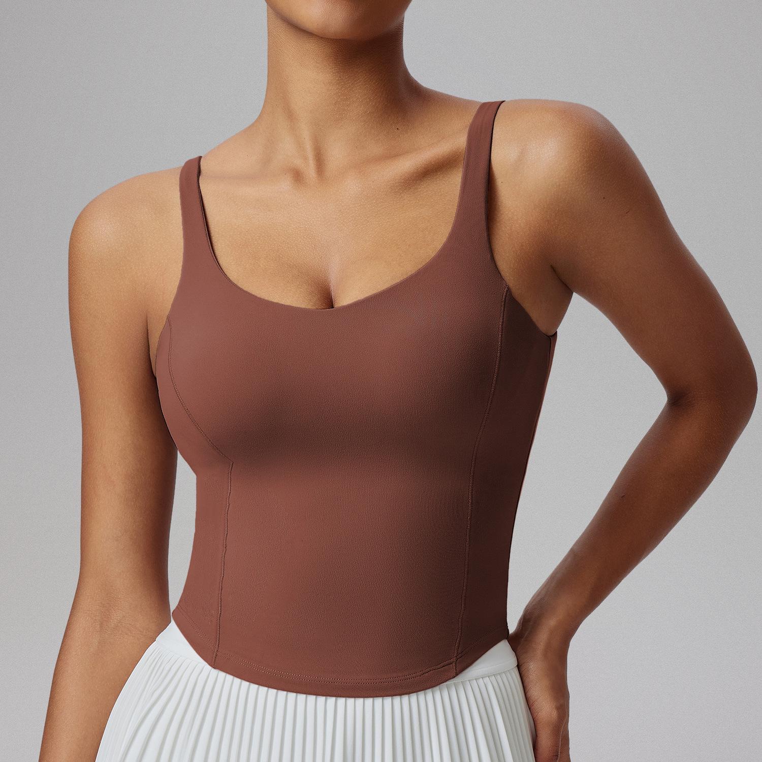 

Женский летний спортивный жилет с высокой эластичностью и встроенным бюстгальтером для йоги и бега L