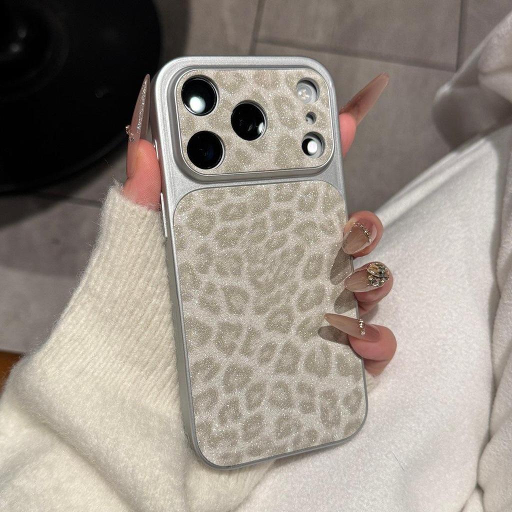 High-Grade Glitter Leopard Print iPhone 17 Pro Max Case - Full Coverage for iPhone 16, 15, 14, and 13.
