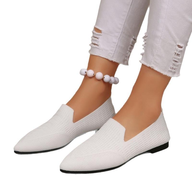 Spring and Autumn New Large Size Flat Bottom Pointed Fly Woven Single Shoes Casual One Pedal Doudou Shoes 43