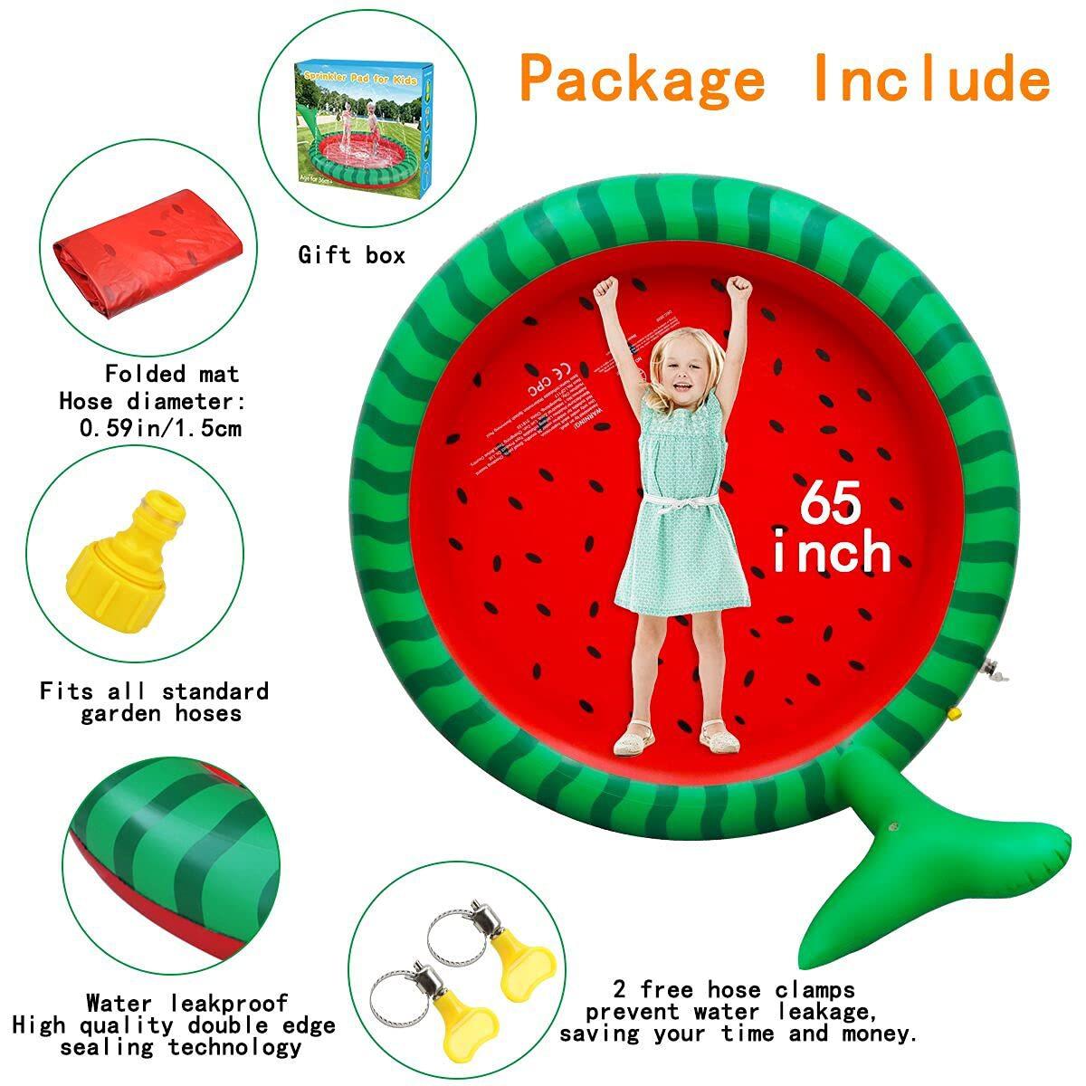 

Бассейн с разбрызгивателем, открытый газон, надувной арбузный мяч, игровой коврик, детские игрушки для бассейна красный/зелёный