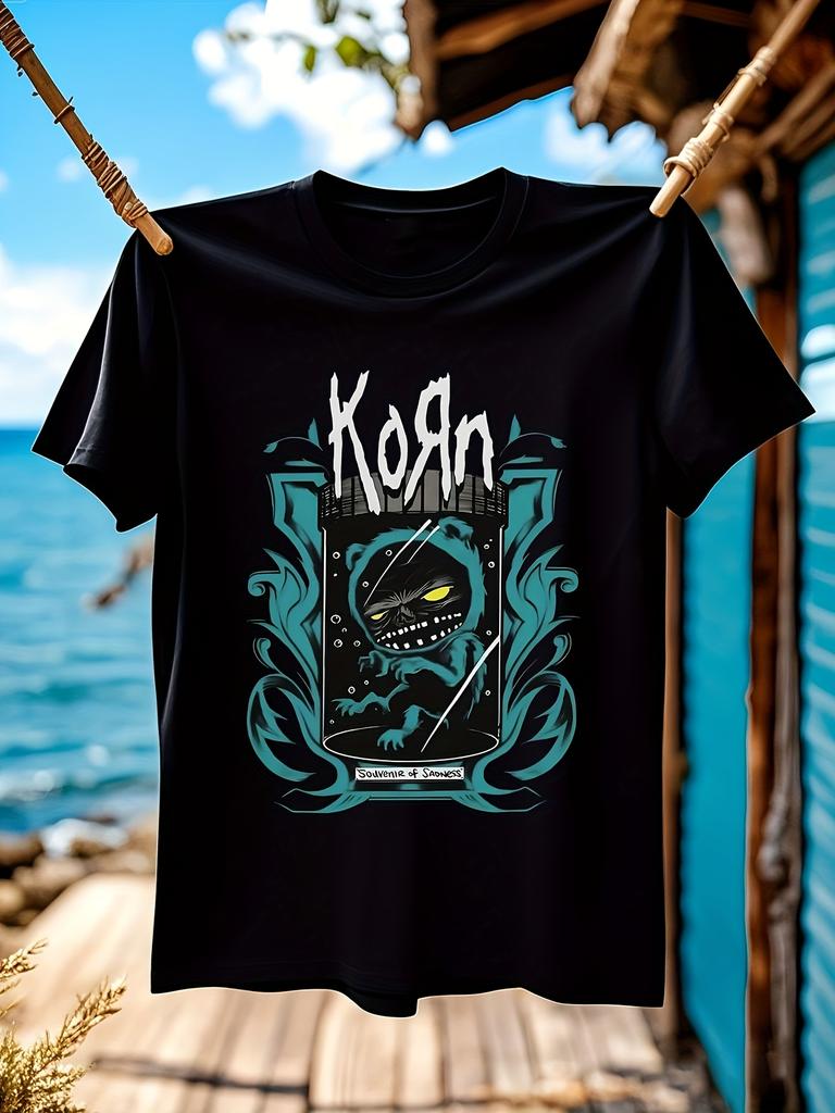 Korn Official Band Graphic Tshirt Heavy Duty Crew Neck Te...