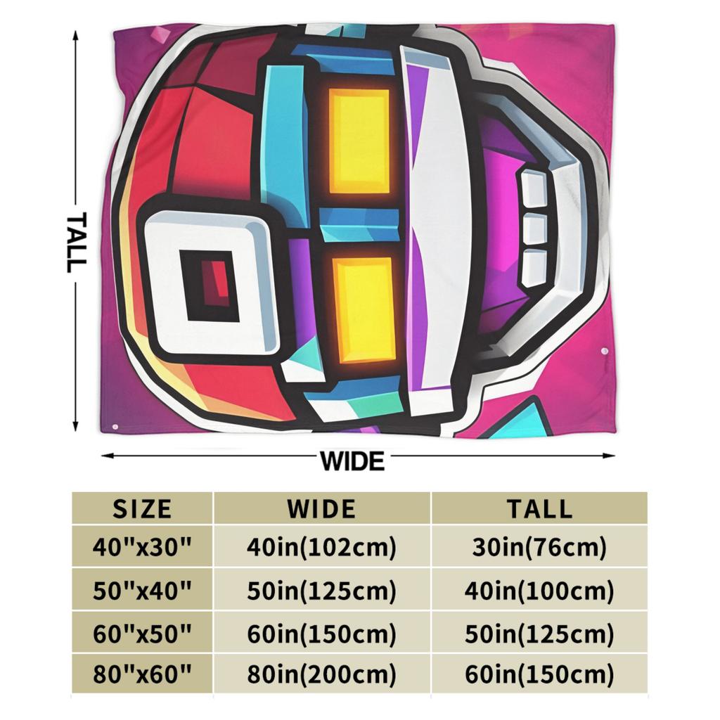 Geometry Dash Gaming Game Plush Blankets Warm Aesthetic Plush Bedding Throws Couch Chair Sofa Bed Flannel Bedspread Cover