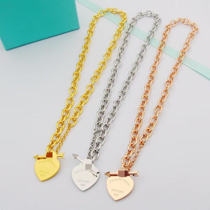 Heart-Shaped Arrow Necklace with Personalized Chunky & Thin Chain Options Necklace