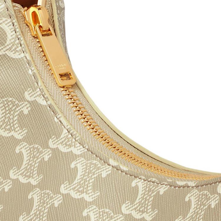 Celine Ava Monogram Print Zip Closure Leather Trim Handbag Women handbags Beige 193952FLB-02GR
