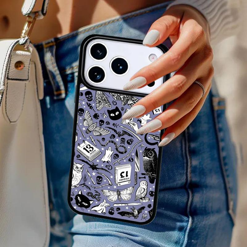 Girly Pastel Witch Goth Pattern Phone Case For iPhone 17 Air 14 15 13 12 Max Cover For Apple 14 15 16 16e 11 Pro Max Plus