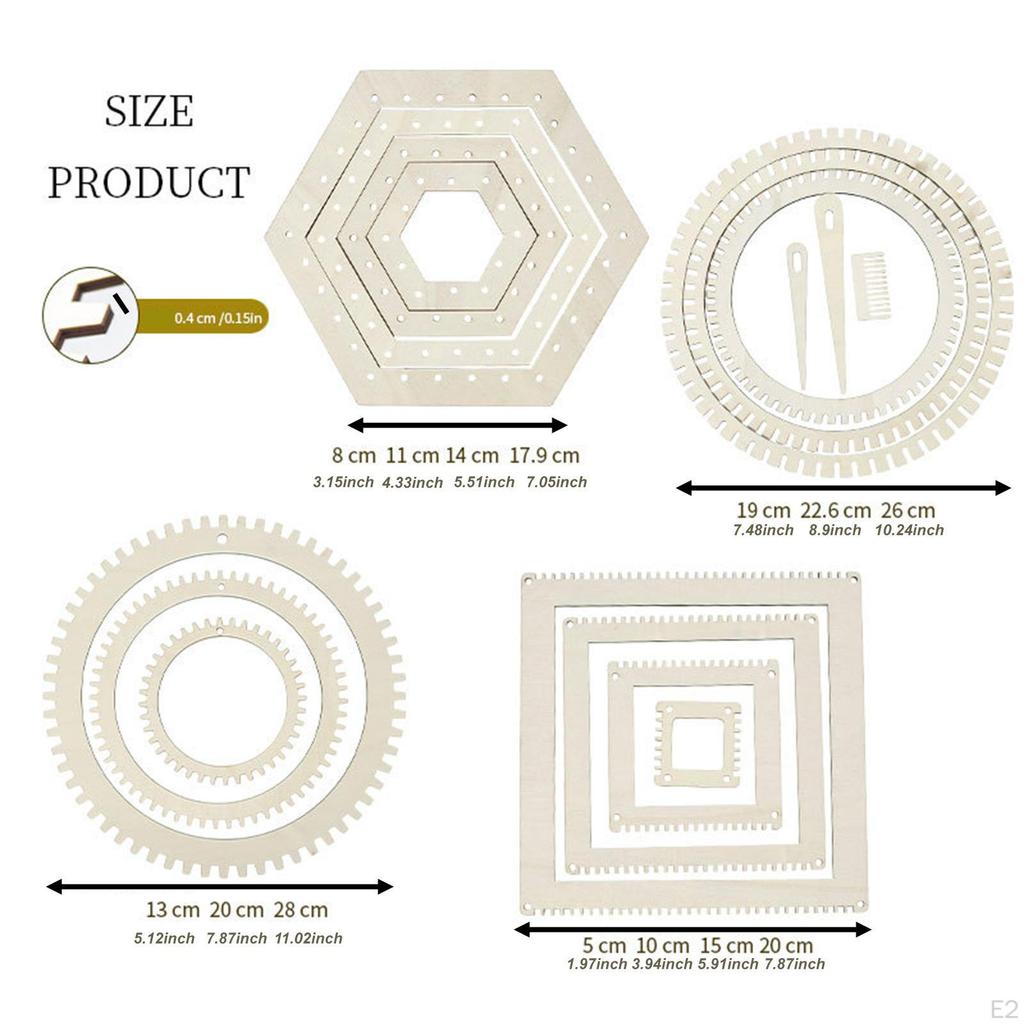 14 Stück Holzwebrahmen-Set Werkzeuge Tragbar Klein Bequem zu verwenden Strickrahmen für