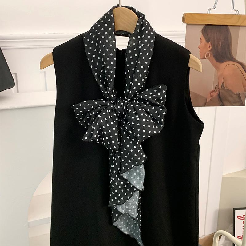 

Длинный шелковый шарф, новая ретро мода, шарф-лента на шею в горошек, многофункциональный платок на голову, повязка на голову, пояс.