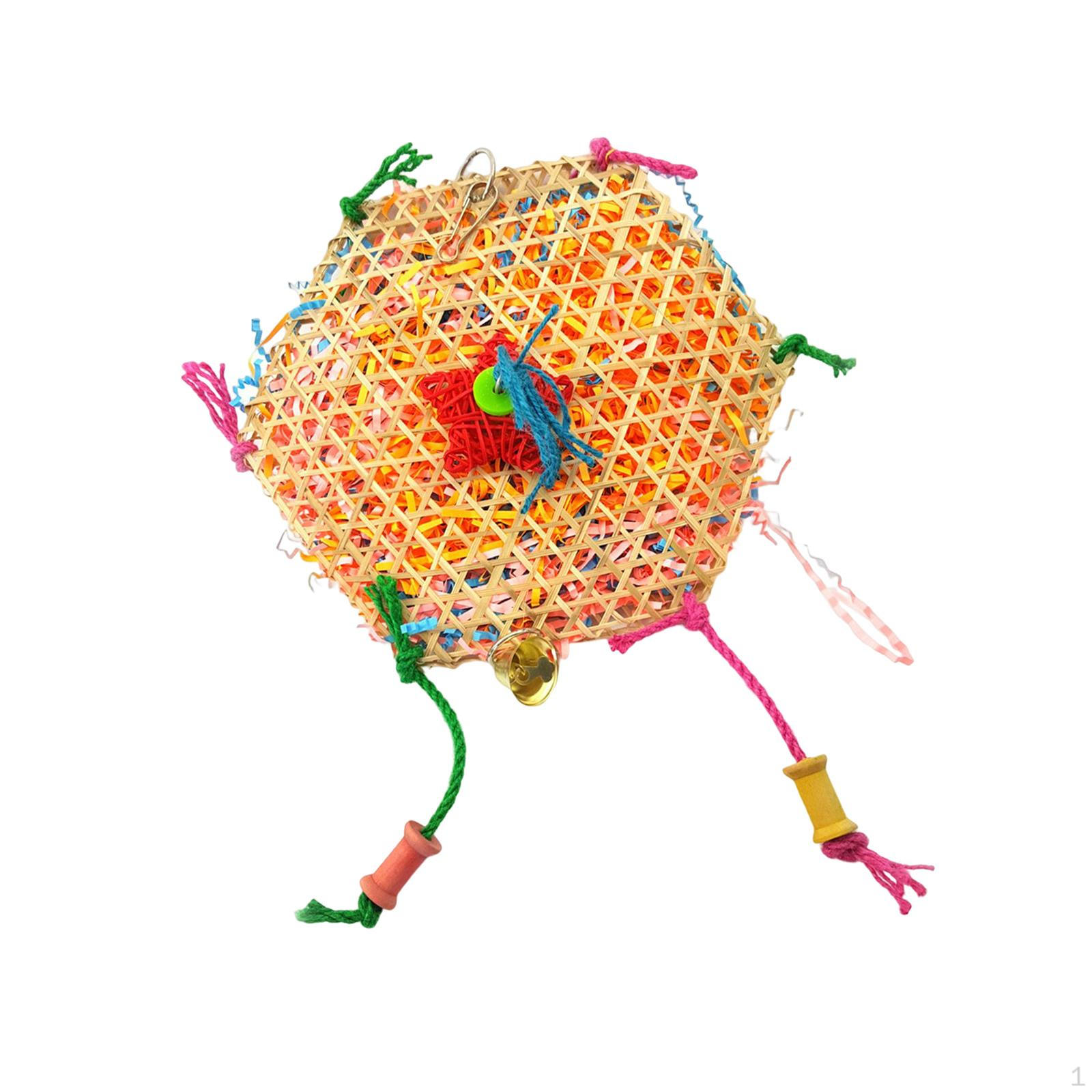 Pet Bird Chewing Toy Hanging Birdcage Colorful Brushed Bamboo Interactive Stand Parrot Toys