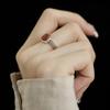 925 Sterling Silver Red Gemstone Ring Flowers Adjustable Simplicity Fashion Exquisite for Women Jewelry Wedding Gifts