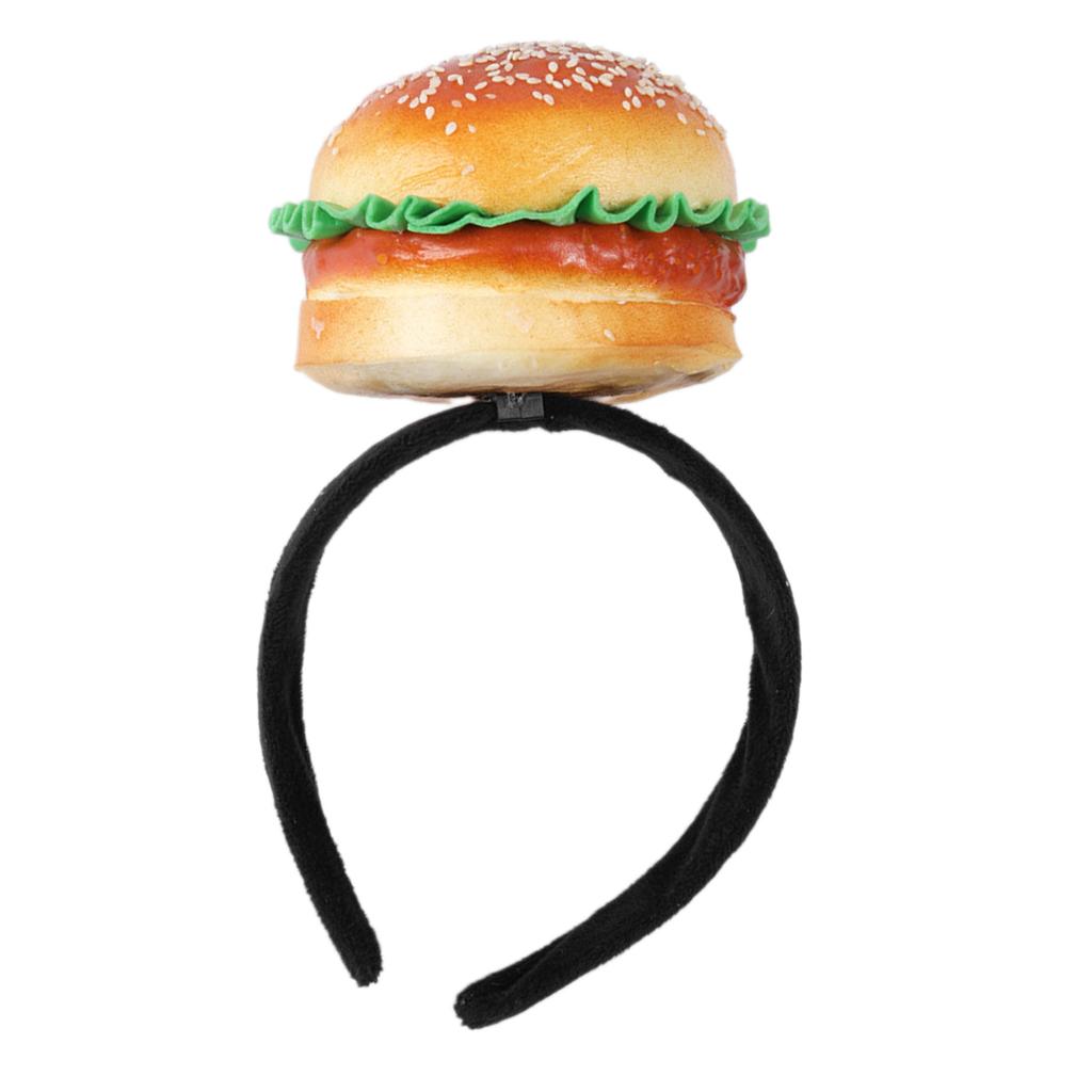 Novelty Burger Sandwich Headband Creative Food Shape Hair Hoop Adjustable Hair Accessory for Parties