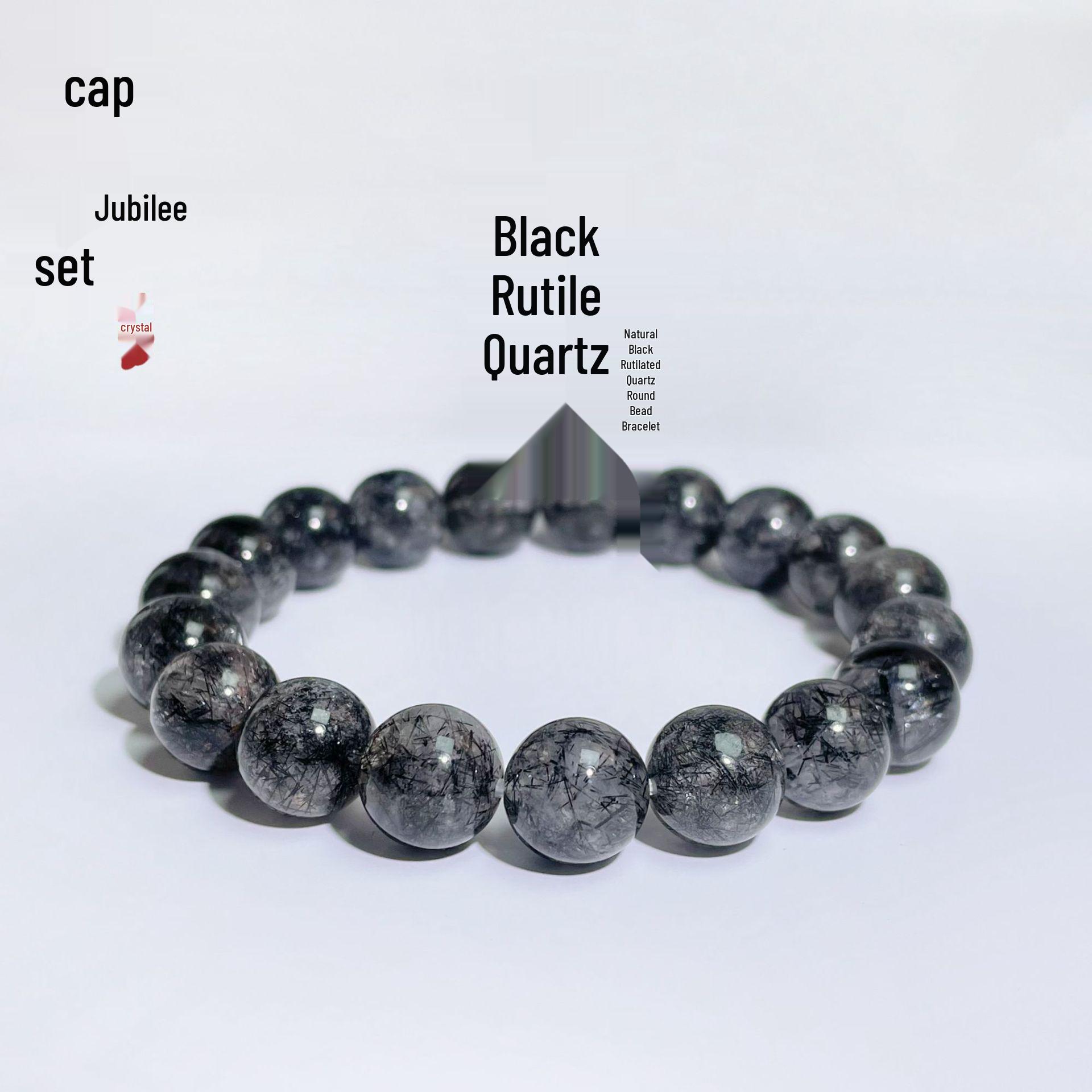 

Jingxi Collection Crystal Black Rutilated Quartz Round Bead Bracelet – Natural Lace Design 7mm Bead Bracelet