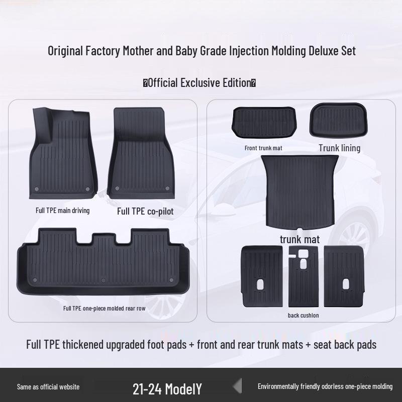 Tesla Model Y & 3 Custom TPE Floor Mats - Full Surround Car Carpets
