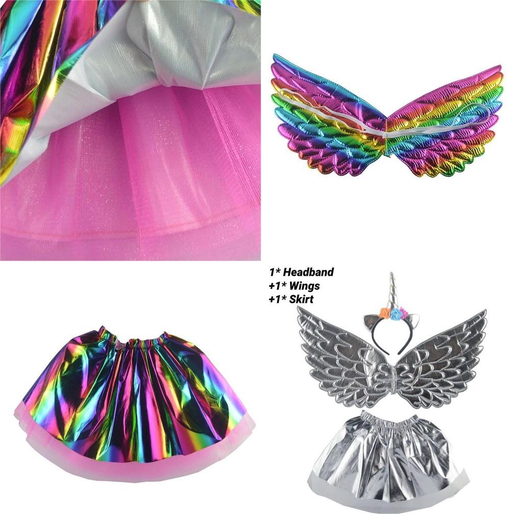 Fünf Baby Fortune Einhorn-Kostümset Regenbogen Gold Silber Kinderparty-Auftrittskleidung