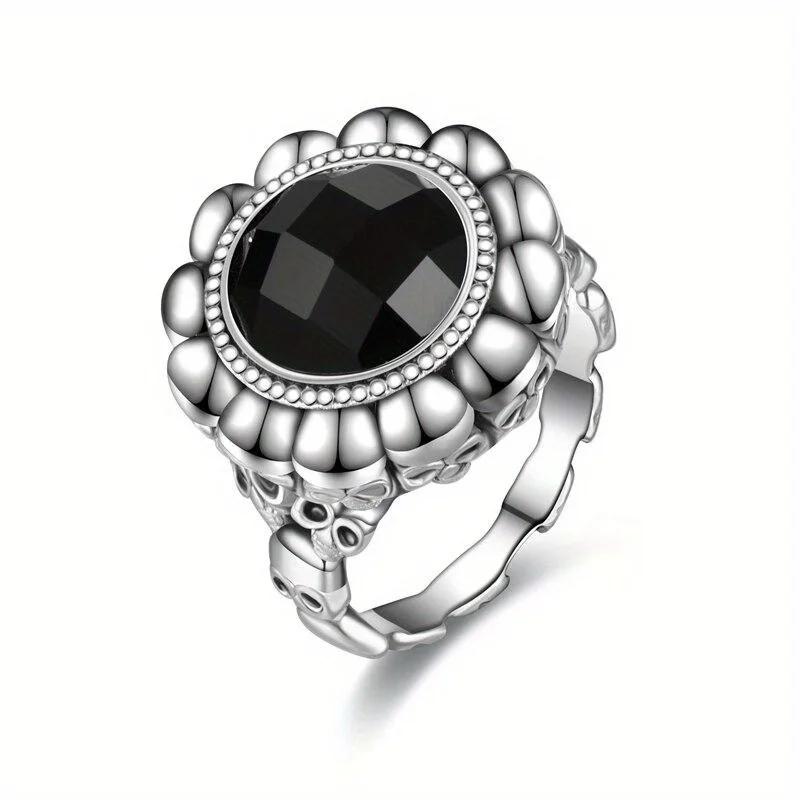 

Gothic Double Skull Black Ring, Red Crystal Vampire Ring for Women, Halloween Party Wedding Punk Goth Jewelry Accessory 7