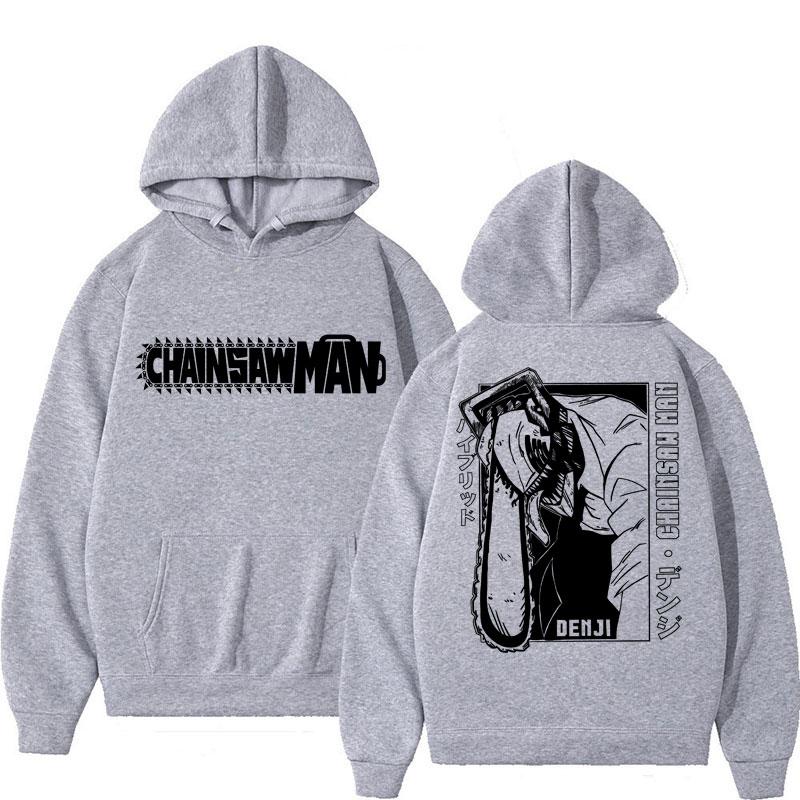 Mange Y2k Japan Anime Chainsaw Man Hoodie 90er Vintage Langarm Makima Harajuku Übergroß Fleece Kapuzenpullover Sweatshirt