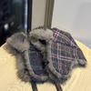 New Plush Plaid Lei Feng Hat Women's Winter Outdoor Cycling Ear Protection Hat Showing Face Small Cold Protection Thickened Warm Hat