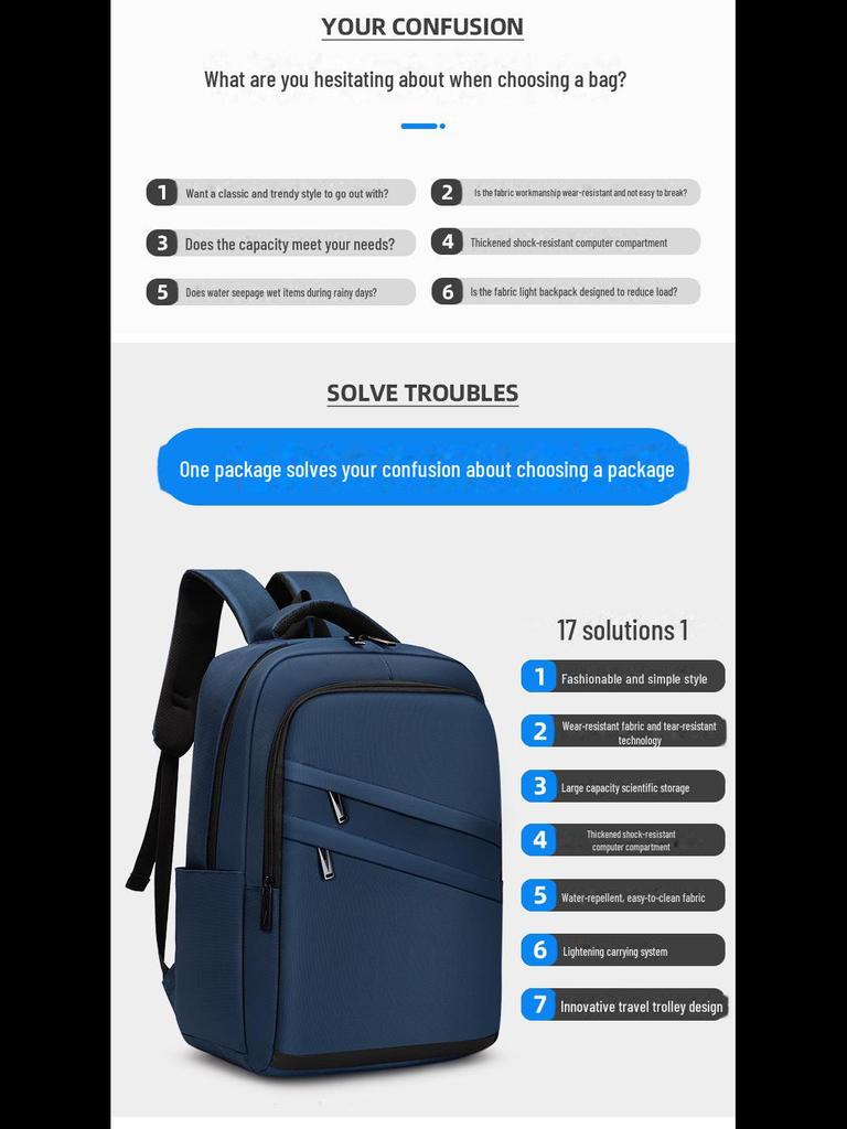 High-End Fashion Backpack: Versatile and Waterproof for Business, Travel, School, and Commuting