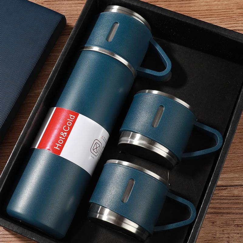 500ml/16.9oz Thermos Cup Set Portable 304 Stainless Insulated Bottle Office Business Style Coffee Vacuum Mug Hot&Cold Drinkware