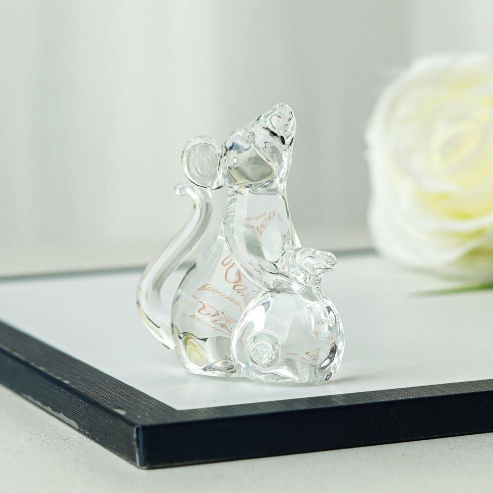 Exquisite Mouse Rat Figurine Attracting Wealth Animal Model Crystal Rat Ornament  Living Room