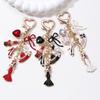 Elegant Woman Hat Bow High Heels Enamel Keychain Heart Lipstick Key Ring For Girls Good Gift Decoration Handmade Jewelry