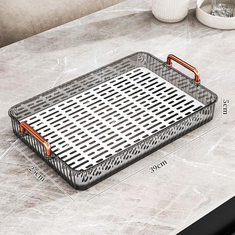 

Suika Light Luxury Rectangular Double-Layer Tea Tray
